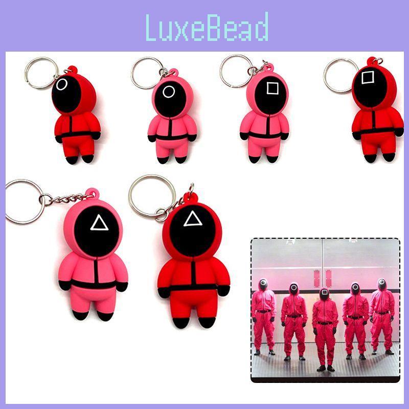 Durable Squid Game Keychain Red Guard Staff Worker Figure Key Ring Charm
