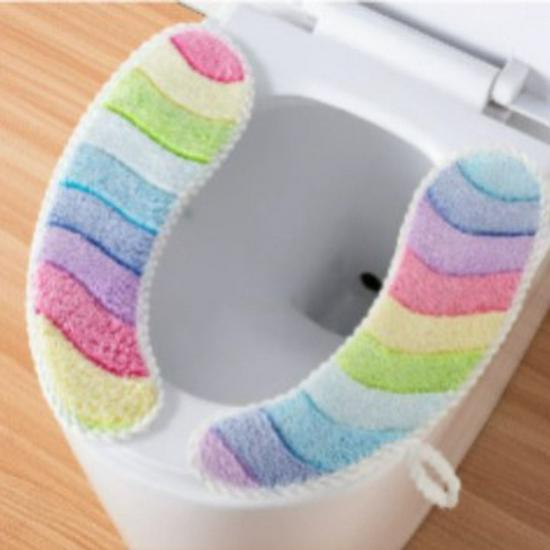 

Универсальная водонепроницаемая зимняя флисовая накладка на сиденье унитаза - Плюшевая, Моющаяся, с ручкой