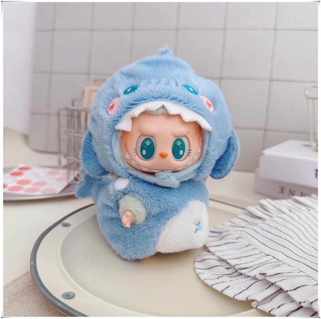 First, Second, and Third Generation Labubu Doll Clothes: 17cm Plush Onesie for 10cm Labubu Dolls, Cute Cartoon Design