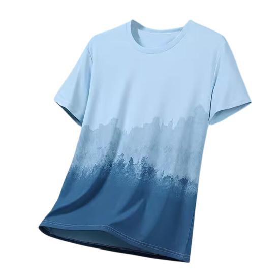 

Men Tops Printing O-Neck Short Sleeve Tee Shirt Loose Fit Thin Breathable Pullover Tops Summer Outdoor Sport T-shirt Daily Wear L синий