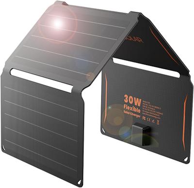 FlexSolar 30W Solar Panel Port Foldable Small Solar Charger IP67 Waterproof Earthquake Disaster Outdoor Phone Android Compatible USB-A Type-C