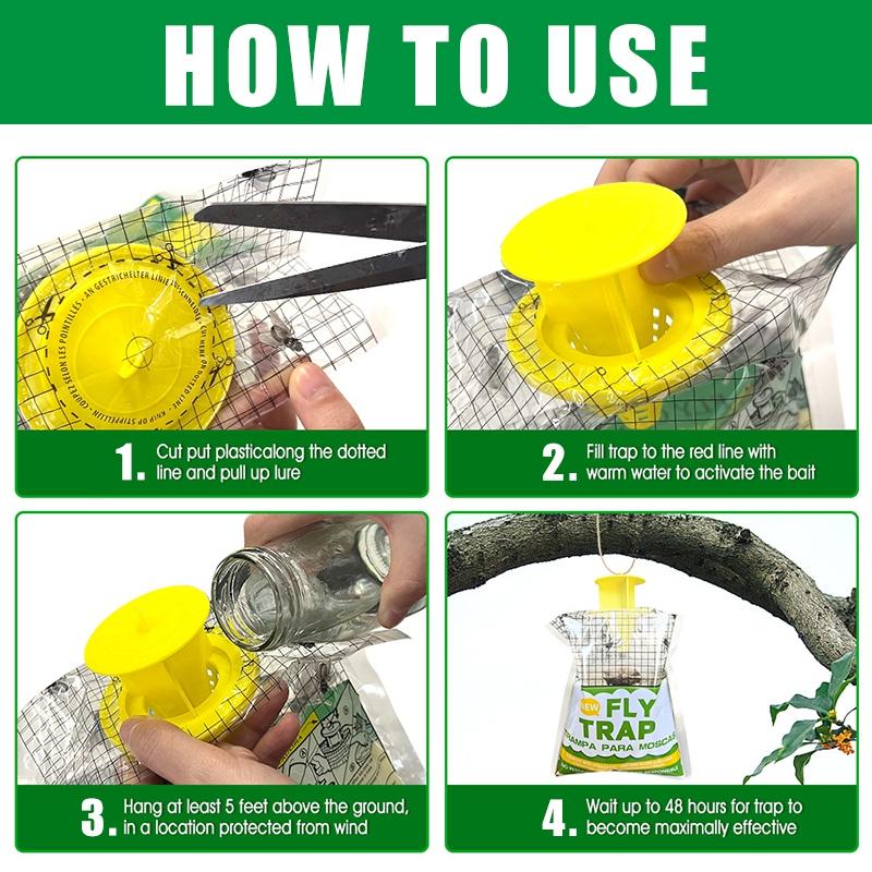 1/5PCS Hanging Flies Trap Catching Bait Bag Outdoor Hornets Bee Trap Bug Insect Fly Kill Catcher Bag Summer Garden Supplies