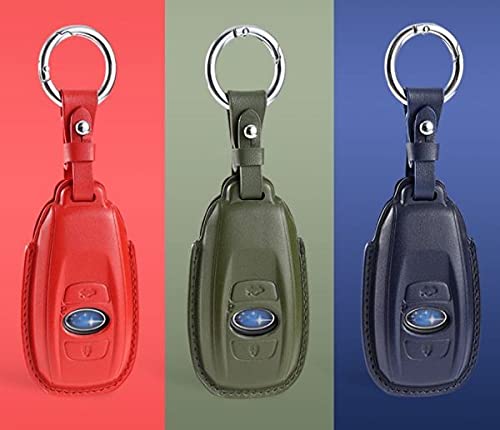 Genuine Leather Key Case Cover for Subaru Levorg, Legacy, Forester, XV, and BRZ (Blue)