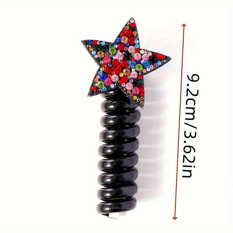 Rhinestone Star Phone Cord Hair Ties For Girls, Colorful Spiral Scrunchies, Hair Accessories For Girls Gift