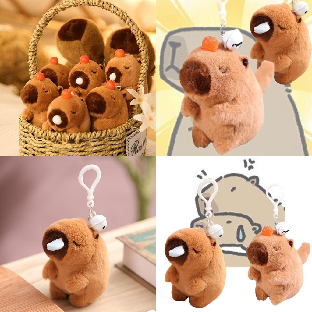 Colorful Capybara Stuffed Animal Key Ring Bag Charm Wag Tail Rodent