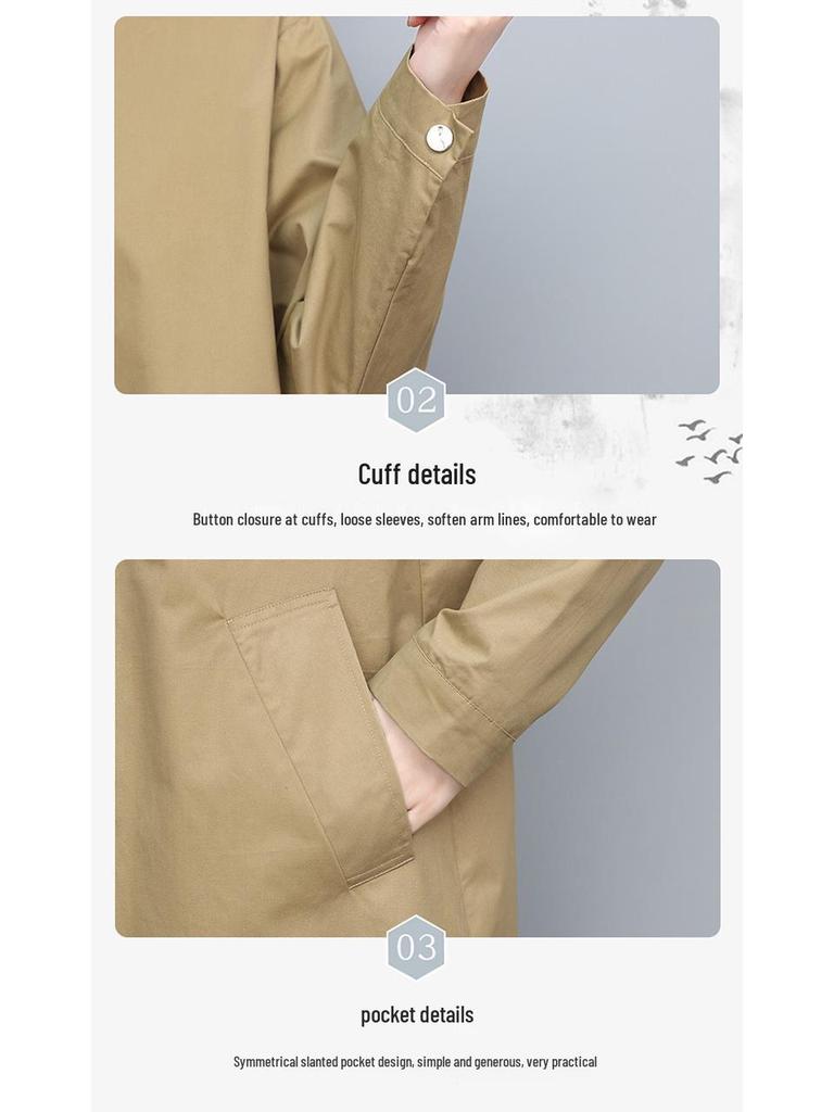 2024 Plus Size Women's Lightweight Trench Coat for Spring & Autumn - Stylish Short Jacket for Mature Ladies