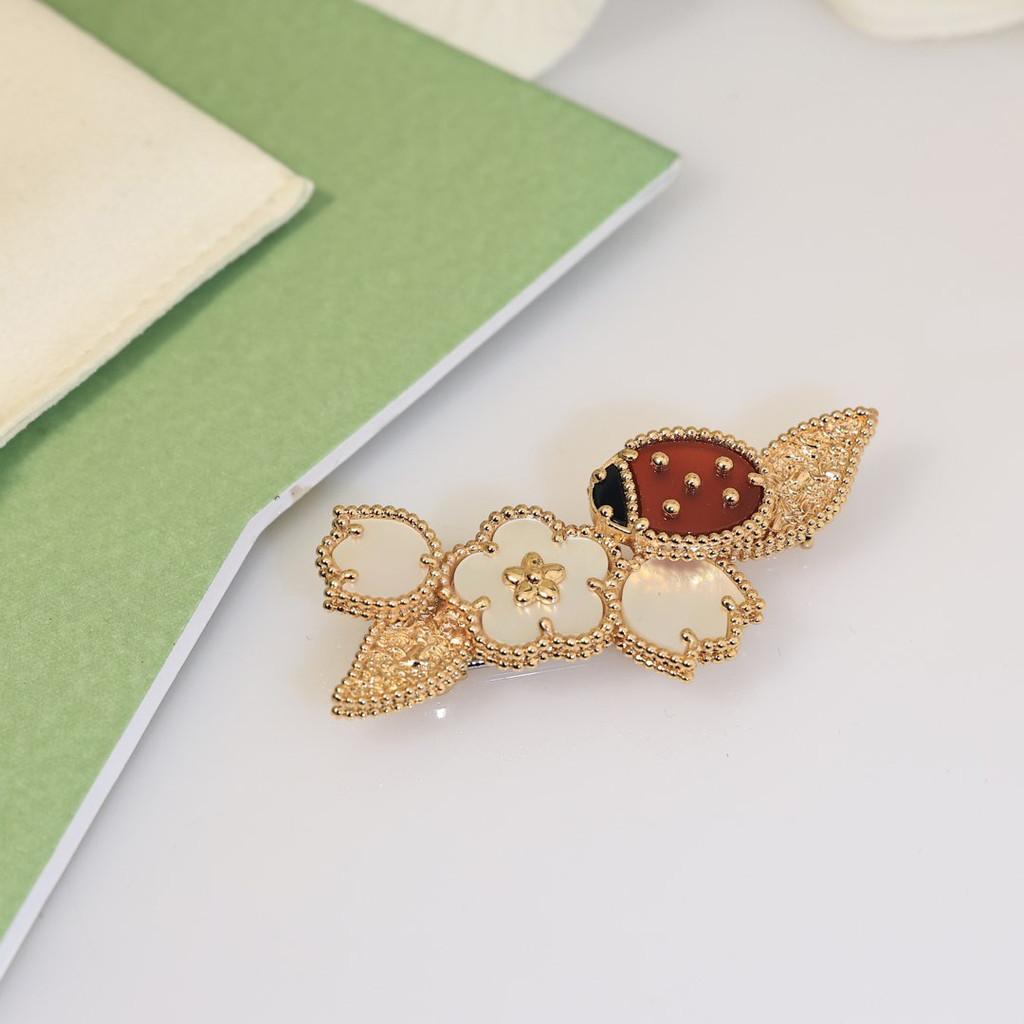 Ladybug Plum Blossom Brooch V Metal Material The Hollowed Out Design Is Overall Light and Three-dimensional  Daily Dressing