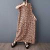Large Size Floral Dress, Retro Long Robe for Ladies