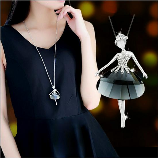 Korean-Style Long Necklace: Elegant Sweater Chain with Tassel Pendant for Women - Perfect for Autumn & Winter