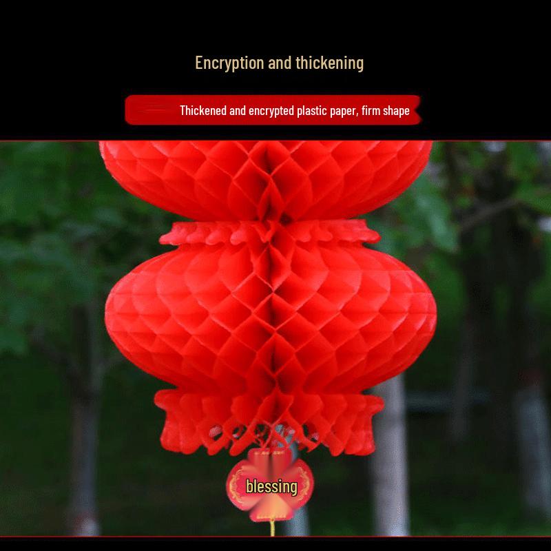 Red Honeycomb Plastic Paper Lantern String