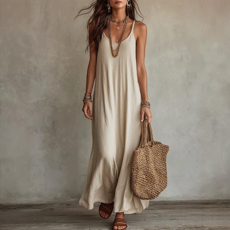 2026 new casual loose sleeveless long dress, elegant and elegant women s clothing, suitable for summer S