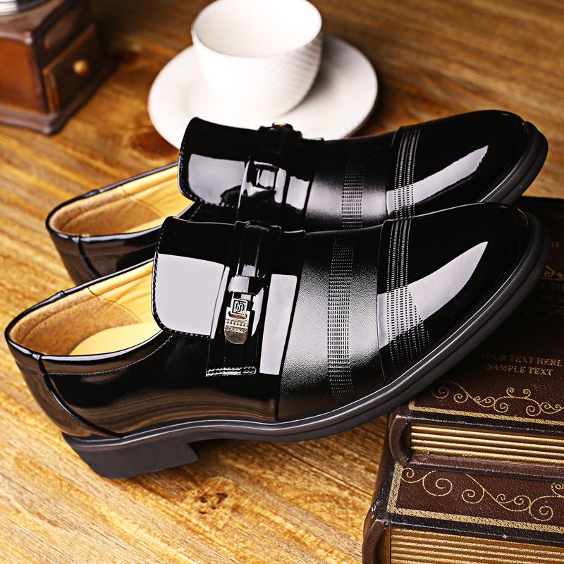 2025 Direct Sales Glossy Leather Shoes Men's Casual Formal Wear Business Inner Height Increase Men's Shoes Breathable and Non-slip
