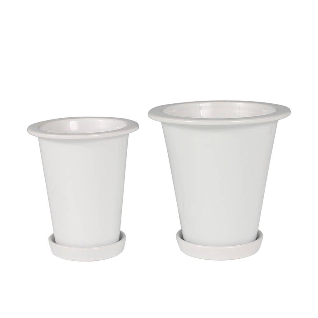 Dulton Botany Lang Pot S Hvit En blomsterpotte dekorert med et preget logo og jordstørrelse høyde diameter farger, høy, BOTANY, 4.5, 16.4cm, 14.6cm,