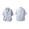 Chinese Ink Wash Bamboo Leaf Print Short Sleeve Casual Shirt