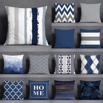 Blue Abstract Geometric Stripe Printing Pattern Cushion Cover Home Living Room Sofa Decoration Pillow Pillow Cover 40X40CM