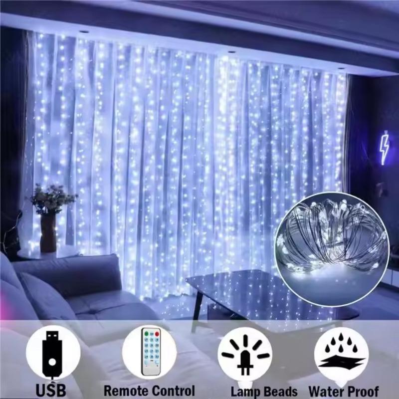 3x3m Curtain Garland on The Window USB Power Fairy Lights Festoon with Remote New Year Garland Led Lights Christmas Decor