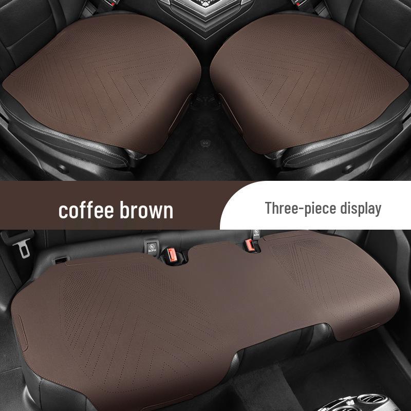 Universal Suede Car Seat Cushion Set - All-Season, Three-Piece, Summer-Ready, Thin Cushion with Lumbar Support.
