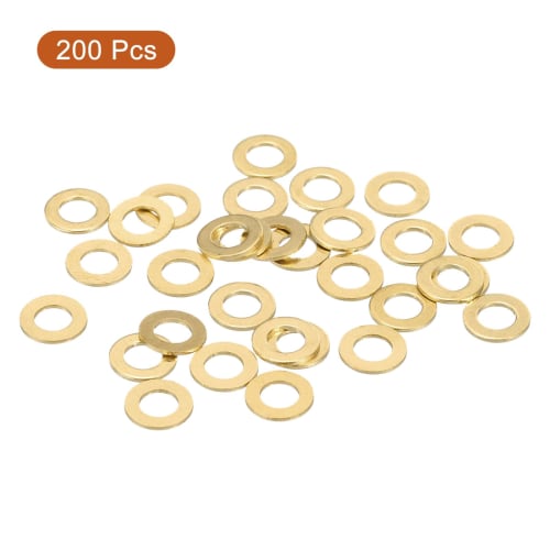 uxcell M3 Copper Washers, Flat Washers, 200pcs Brass Rings, 6mm OD, 0.5mm Thickness, Metal Seal Gasket Rings for Screws, Bolts, and Nuts