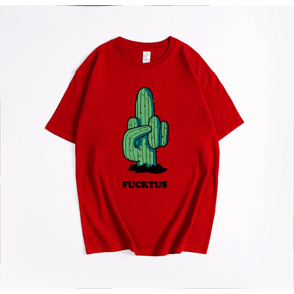 

Футболка Hirsionsan Green Plant Graphic Printed для женщин, лето-весна, 100% хлопок, короткий рукав, свободная футболка, женские свободные футболки для девочек, топы XXXL красный