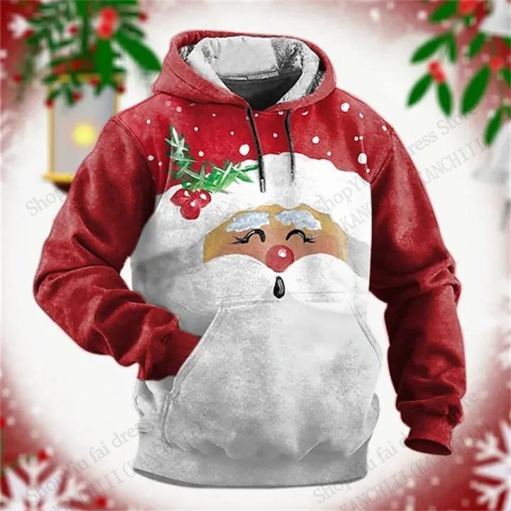 2027 Ny Jule Hættetrøje Sweatshirt Tegneserie Julemand 3D Print Hættetrøje Mænd Kvinder Mode Rensdyr Træningsdragter Mænd Tøj Gave