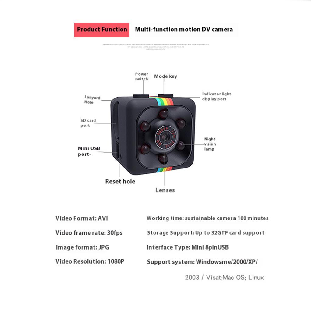 SQ11 Mini Camera 1080P Mini Night Vision Sports Camera Record Monitor Camcorders Video Protection Remote Surveillance Smart Home