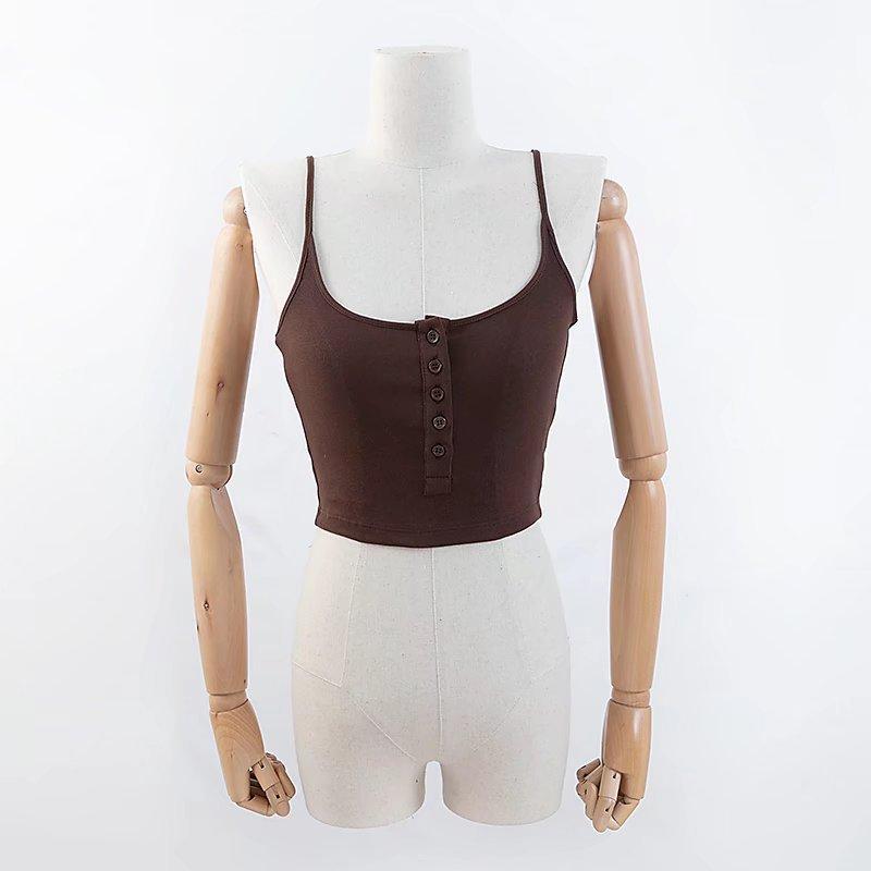 Canotta Elasticizzata Sexy con Scollo a U Ampio Stile Europeo e Americano Abbigliamento Donna Articolo Nuovo Primavera 2025 Colore Unico Spallina Stretta