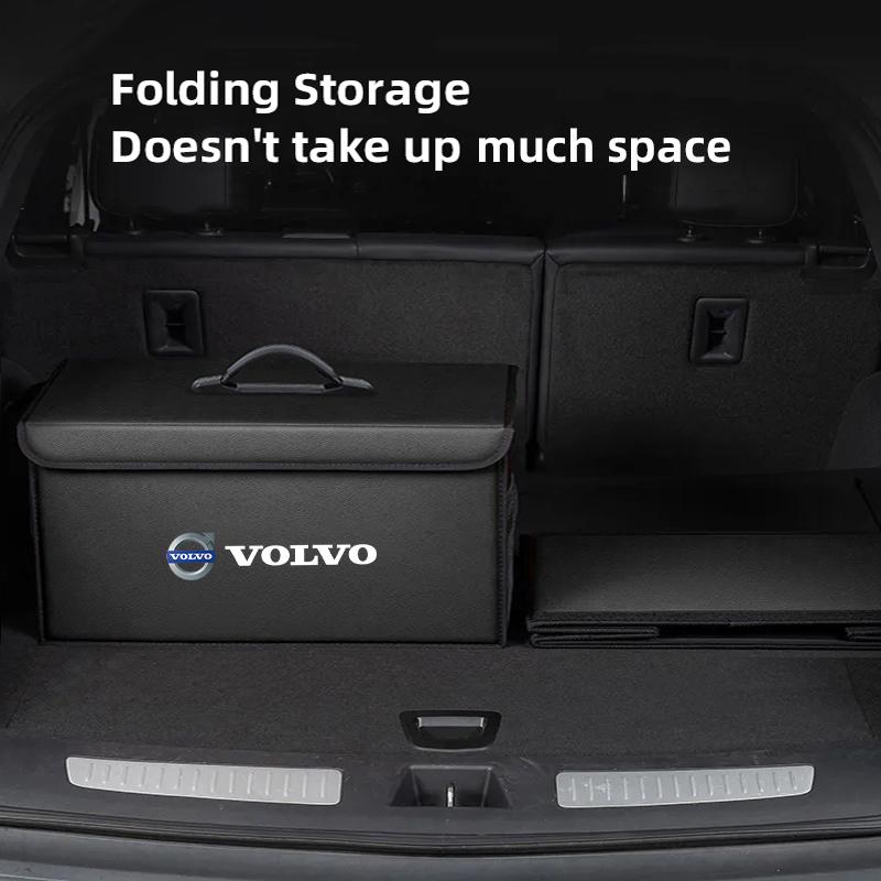 Quality Leather Car Organizer Foldable Auto Trunk Storage Box For Volvo ES90 EC40 EX40 EM90 XC90 V90 V60 XC60 V40 S80 S60 S90 C4