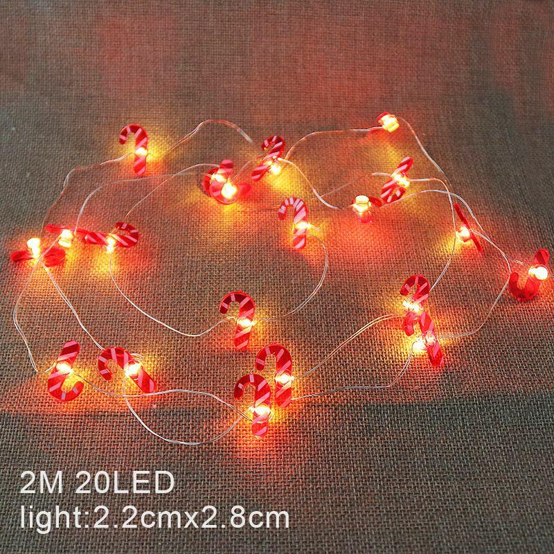 20led Hanging 2m Christmas Lights Snowflake Candy Cane Xmas Tree Powered Battery