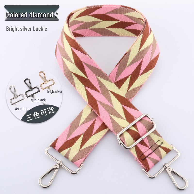 Adjustable 5cm Wide Colorful Diamond Bag Strap - Crossbody & Shoulder Strap Available