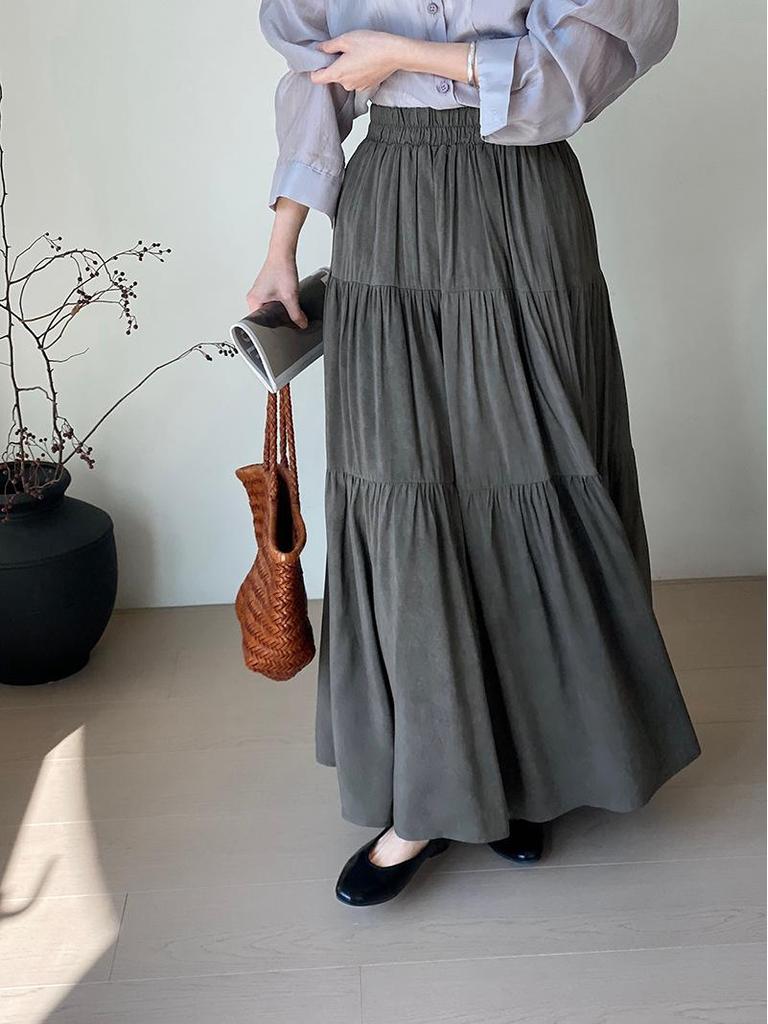 Non-returnable: Korean Style Pleated Long Skirt - Versatile Women's Niche Design