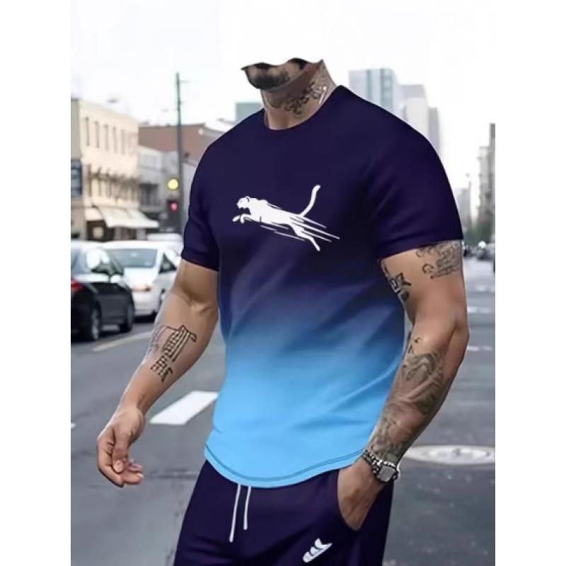 Men's Animal Pattern T-Shirt Printed Shirt Men's Sports Casual Trendy Fashion Short Sleeve T-Shirt
