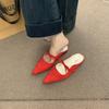 Fashion Female Shoes Ladies' Slippers Flock Cover Toe Luxury Slides Butterfly-Knot 2025 Designer Pointed Butterfly-knot Mary Janes