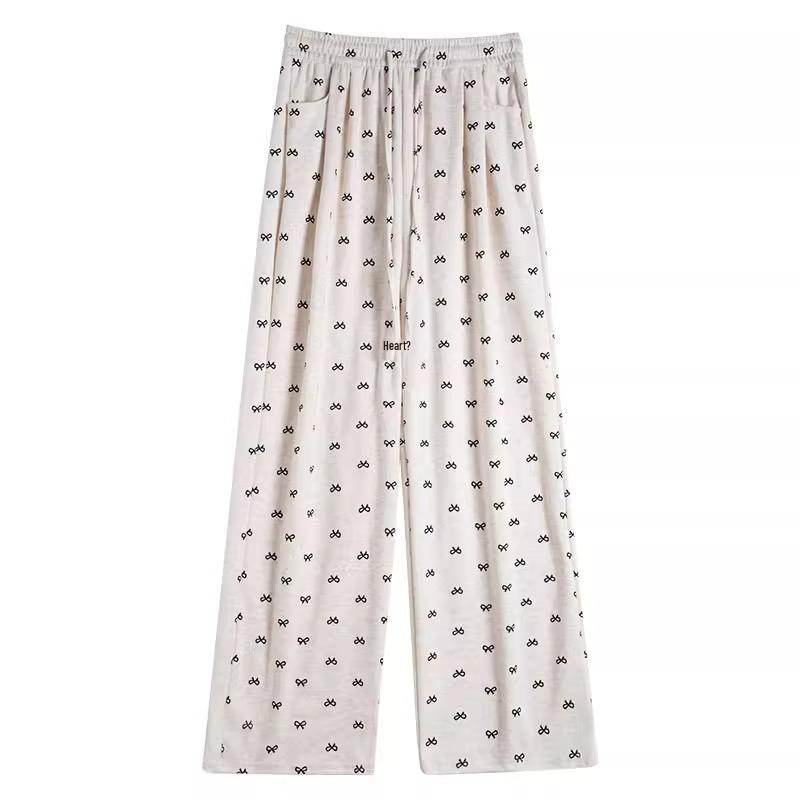 2025 High Waist Petite Bow Soft Drapey Pants - Women's Spring & Autumn