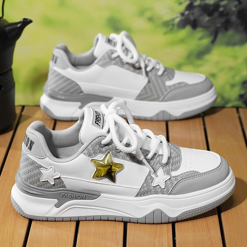 H Spring Fresh Tea Rhyme Niche Design Student Casual Board Shoes Men's Shoes, Tea Green, Khaki