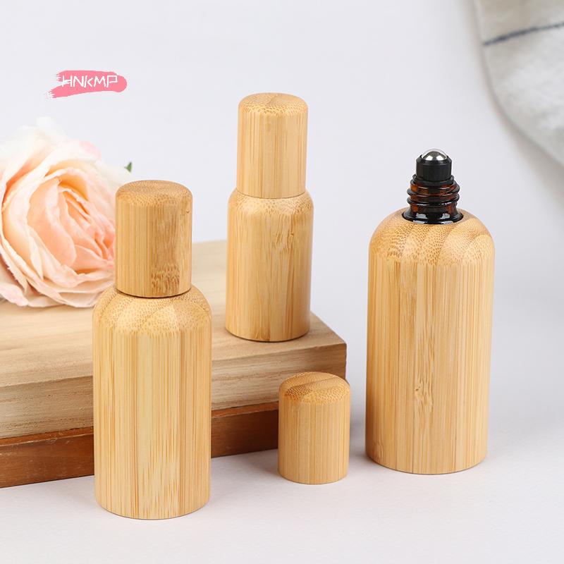 Bambu Glas Roll-on Flaska 1 st 10/20/30/50/100 ml Eterisk Olja Parfym Återfyllningsbar med Rullkula Lock