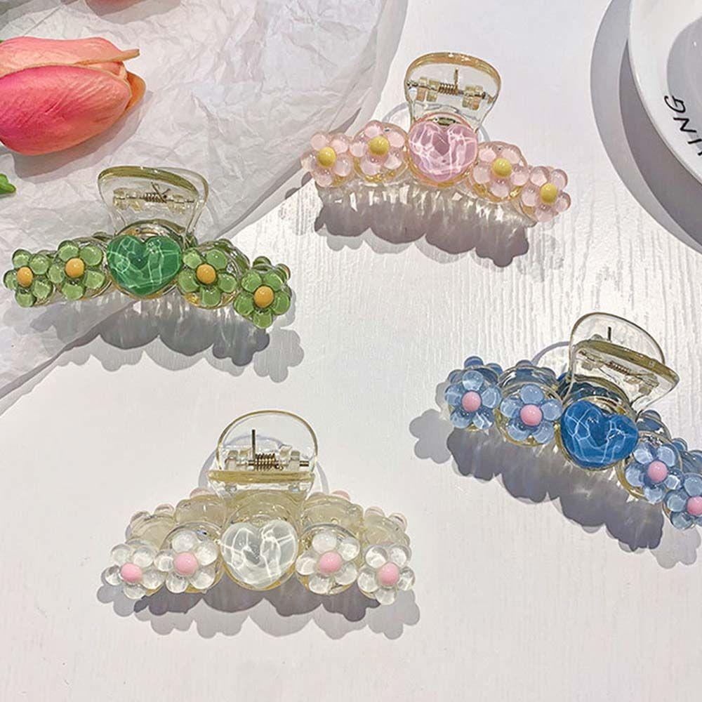 

Hair Holder Korean Style Transparent Hairpin Bath Barrette Women s Hair Clip Flower Large Hair Claw белый