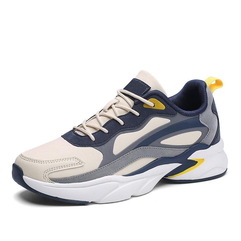 Large Size Trendy Men's Shoes Autumn New Breathable Leather Dad Shoes Comfortable Soft Sole Non-slip Sports Casual Shoes
