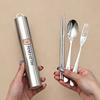 3/4 st Bärbart Bestickset 304 Rostfritt Stål Gaffel Sked Ätpinnar Bestick Med Låda Tål Maskindisk Rese Picknick Flatware