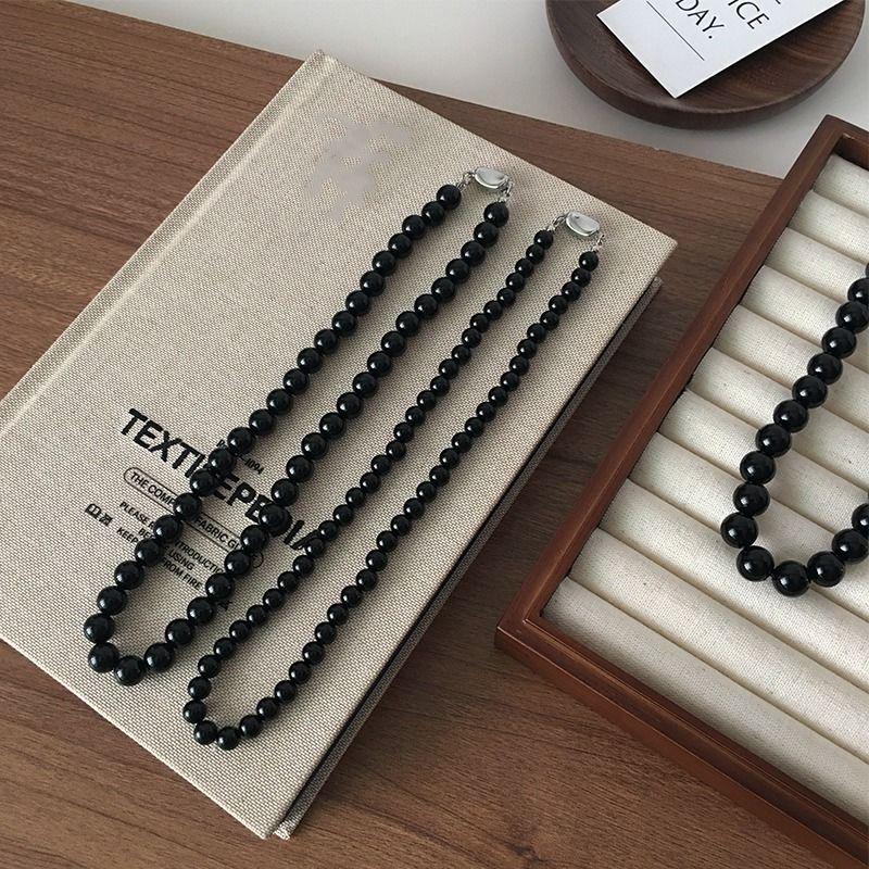 

8A Grade Natural Black Agate Beaded Necklace