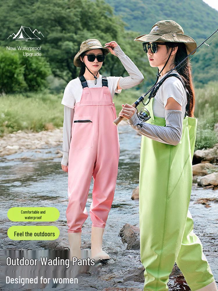 Damen-Strand-Overall mit wasserdichten Stiefeln - Ganzkörper-/Halbkörper-Angel-Regenhose