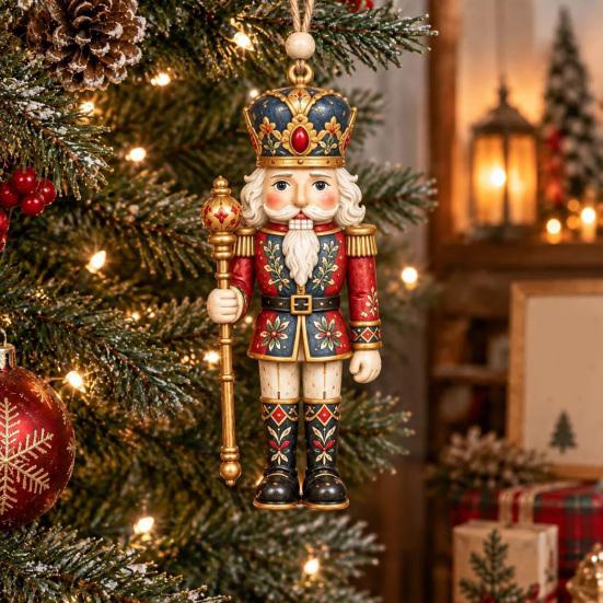 Holiday Party Wall Adornments Folk Art 2D Ornament, Acrylic Christmas Hanging Decoration, Retro Nutcracker Decorative Background Accents Angel