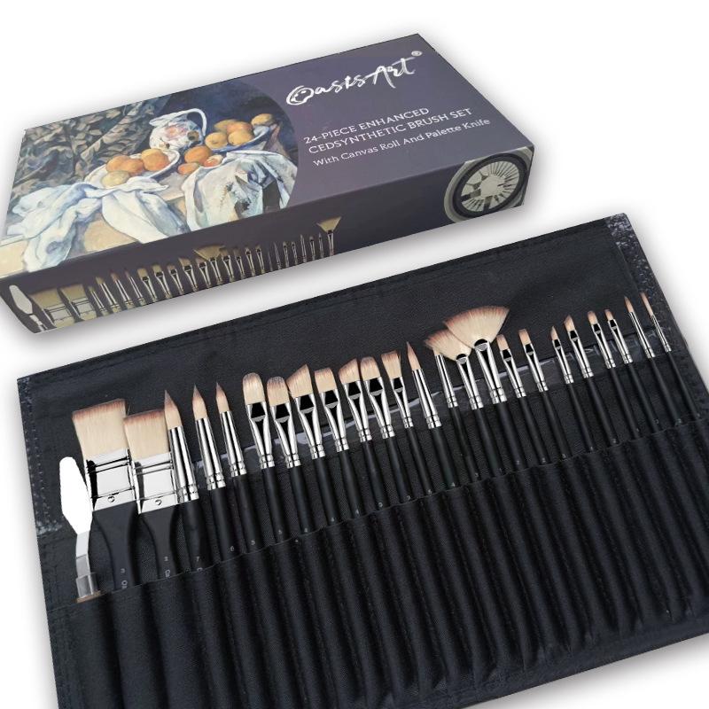 25-Piece Cross-Border Art Brush Set: Mixed Bristle & Nylon for Oil Painting
