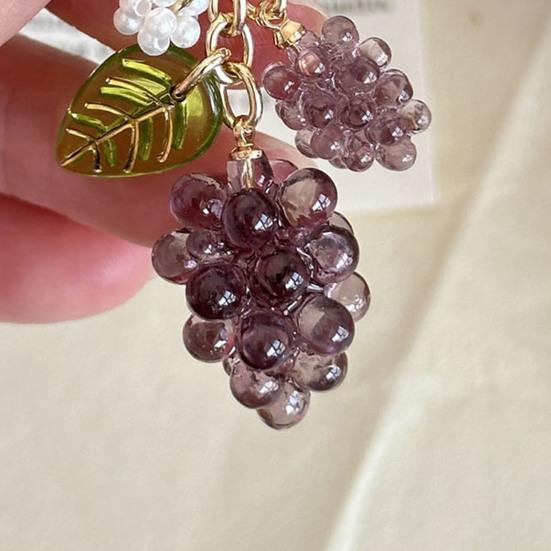 Keychain Pendant Grape Bunch Shape Purse Pencil Case Pendant with Universal Lobster Clasp Decorative Keyring Charm