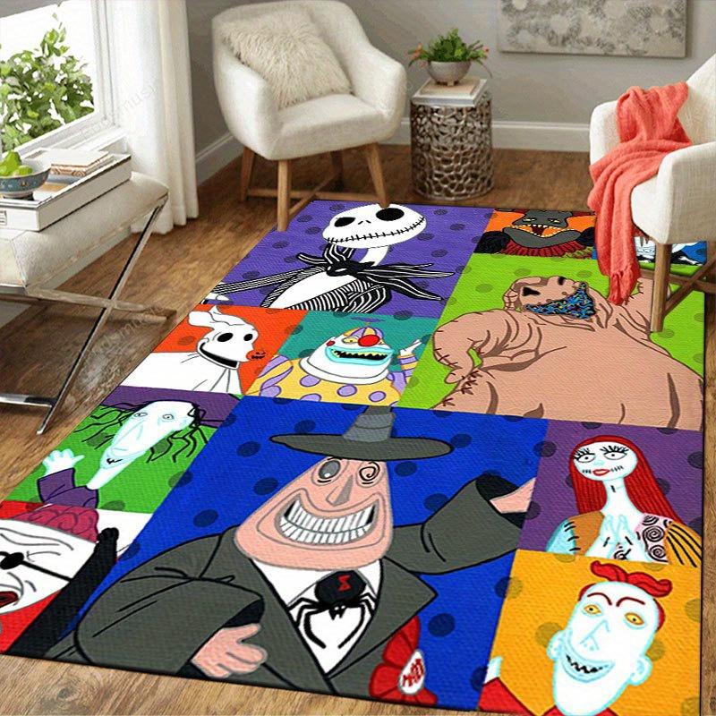 1pz Tappeto Area Tappeto con Fantasia Jack Skellington Antiscivolo Lavabile a Mano Tappetino per Pavimento Adatto per Soggiorno Camera da Letto Decorazioni per la Casa Decorazioni per la Stanza