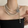 Trendy Glass Pearl Layered Necklace - Punk & Spicy Clavicle Chain for Women