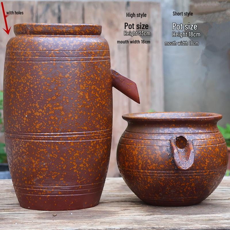 Vintage Ceramic Fish Tank Water Feature with Filtration & Oxygenation for Courtyard Landscaping and Hotel Décor