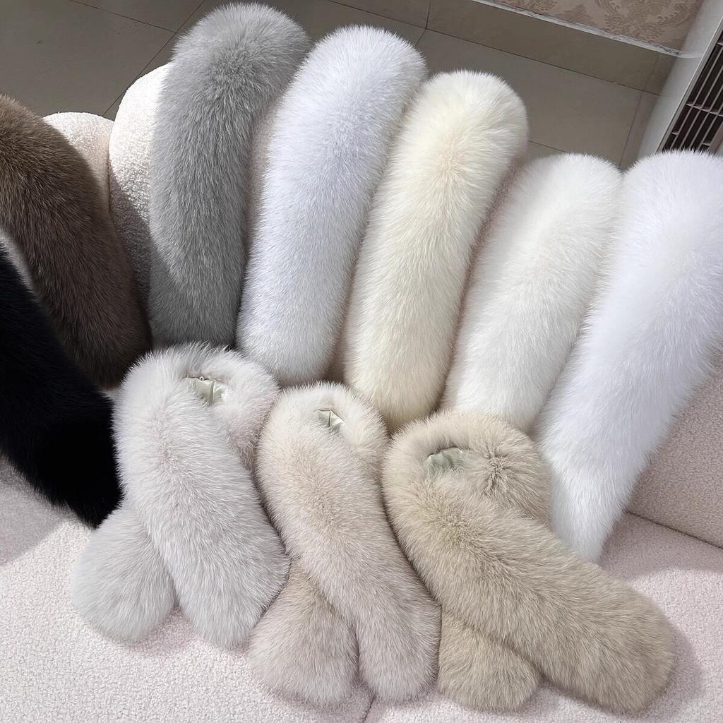 Fox Fur Square Scarf Winter New Ladies Real Warm Whole Fur Collar All-Match Solid Pattern