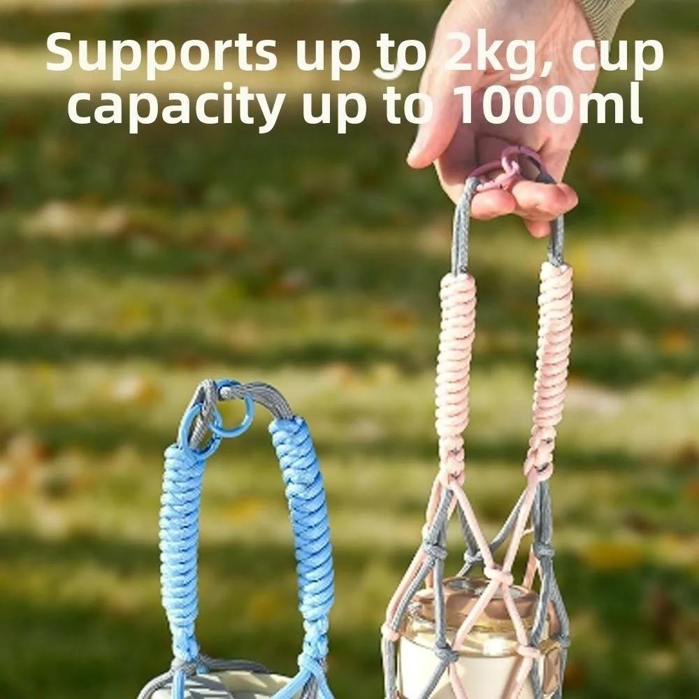 Woven Net Water Bottle Mesh Bag Mesh Cup Holder Easy to Carry Coffee Cup Bag Outdoor Camping