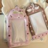 1 Stück Gitter Erdbeere 3 Zoll Foto-Kartenhalter Süß Rosa Notizen Flügel Kartenhülle Display Anhänger Kartenhalter DIY Ins Fotoabdeckung