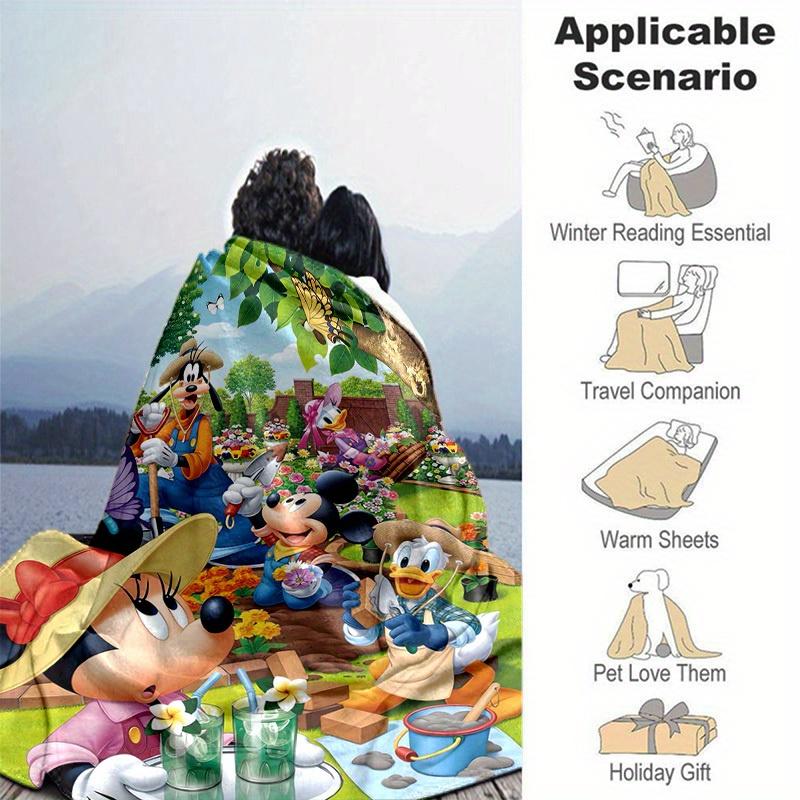1 ks, Disney Zahradní dobrodružství Dekorační deka na domov, Flanelový přehoz na pohovku, Perfektní dárek do ložnice, obývacího pokoje, na cesty
